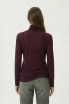 Dik Yaka Transparan Örme Bluz BORDO LZV0046