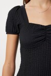 Dokulu Yazlık Mini Örme Elbise SİYAH LUB0182