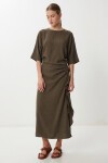 Drapeli Midi Modal Elbise HAKİ LNT0033