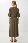 Drapeli Midi Modal Elbise HAKİ LNT0033