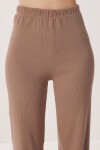 Düğmeli Fitilli Örme Hırka Pijama Takımı BEJ LRN0016