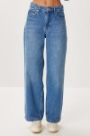 Düz Paça Yüksek Bel Jean P0288 ORTA MAVİ LRI0019