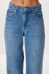 Düz Paça Yüksek Bel Jean P0288 ORTA MAVİ LRI0019