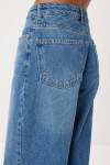Düz Paça Yüksek Bel Jean P0288 ORTA MAVİ LRI0019