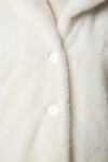 Kapüşonlu Oversize Kürklü Peluş Kaban EKRU LRV0023