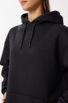 Kapüşonlu Oversize Şardonlu Örme Sweatshirt SİYAH LEN0042