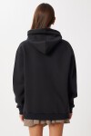 Kapüşonlu Oversize Şardonlu Örme Sweatshirt SİYAH LEN0042