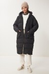 Kapüşonlu Oversize Uzun Şişme Kaban SİYAH LNT0001