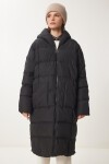 Kapüşonlu Oversize Uzun Şişme Kaban SİYAH LNT0001