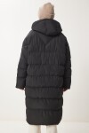Kapüşonlu Oversize Uzun Şişme Kaban SİYAH LNT0001