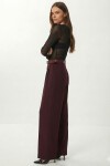 Kemerli Geniş Paça Esnek Örme Pantolon BORDO LZV0045
