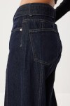 Kemerli Nervürlü Geniş Paça Jean P0281 KOYU MAVİ LRI0017