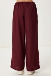 Keten Culotte Pantolon Bluz Takım BORDO LRV0116