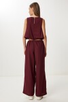 Keten Culotte Pantolon Bluz Takım BORDO LRV0116