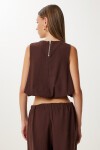 Keten Culotte Pantolon Bluz Takım KAHVERENGİ LRV0116