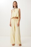 Keten Culotte Pantolon Bluz Takım SARI LRV0116