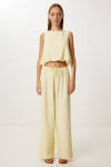 Keten Culotte Pantolon Bluz Takım SARI LRV0116