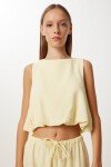 Keten Culotte Pantolon Bluz Takım SARI LRV0116