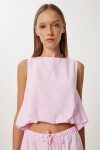 Keten Culotte Pantolon Bluz Takım ŞEKER PEMBE LRV0116