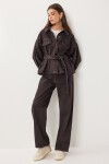 Kuşaklı Denim Ceket Pantolon Takım KAHVERENGİ LRI0011
