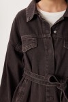 Kuşaklı Denim Ceket Pantolon Takım KAHVERENGİ LRI0011