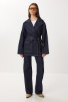 Kuşaklı Denim Ceket Pantolon Takım KOYU MAVİ LRI0013