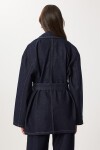 Kuşaklı Denim Ceket Pantolon Takım KOYU MAVİ LRI0013