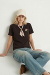 Nakış İşlemeli Fularlı Örme T-shirt KAHVERENGİ LMC0085