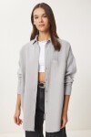 Oversize Basic Müslin Gömlek GRİ LMX0002