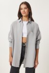 Oversize Basic Müslin Gömlek GRİ LMX0002