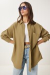 Oversize Basic Müslin Gömlek YAĞ YEŞİLİ LMX0002