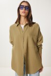 Oversize Basic Müslin Gömlek YAĞ YEŞİLİ LMX0002