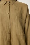 Oversize Basic Müslin Gömlek YAĞ YEŞİLİ LMX0002