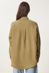 Oversize Basic Müslin Gömlek YAĞ YEŞİLİ LMX0002