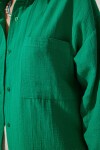 Oversize Basic Müslin Gömlek YEŞİL LMX0002