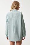 Oversize Uzun Basic Gömlek ÇAĞLA YEŞİLİ LMX0106