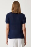 Polo Yaka Hafif Transparan Yazlık Triko Bluz LACİVERT LYY0065