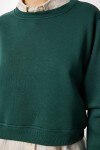 Şardonlu Crop Sweatshirt ZÜMRÜT YEŞİLİ LUB0043
