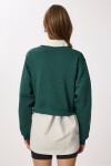 Şardonlu Crop Sweatshirt ZÜMRÜT YEŞİLİ LUB0043
