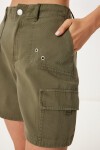 Soluk Efektli Cepli Denim Şort HAKİ LUT0018