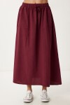 Soluk Efektli Kloş Denim Etek BORDO LMX0074
