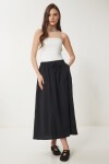 Soluk Efektli Kloş Denim Etek SİYAH LMX0074