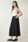 Soluk Efektli Kloş Denim Etek SİYAH LMX0074