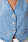 V Yaka Crop Denim Yelek AÇIK MAVİ LYL0002