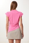 Vatkalı Asimetrik Sandy Bluz PEMBE LFF0031