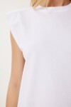 Vatkalı Pamuklu Örme T-shirt BEYAZ LUB0109