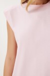 Vatkalı Pamuklu Örme T-shirt PEMBE LUB0109