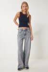 Yıkamalı Geniş Paça Jean GRİ LUS0098