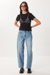 Yüksek Bel Balon Baggy Jean P0112 ORTA MAVİ LRI0018