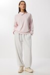 Yumuşak Dokulu Yan Fermuarlı Modal Sweatshirt ŞEKER PEMBE LUB0250